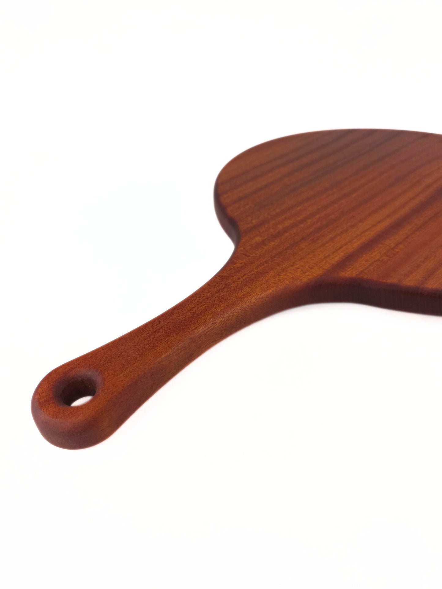 Eluro – Luxe Ronde Borrelplank Lijnpatroon (40 cm, Mahoniehout)