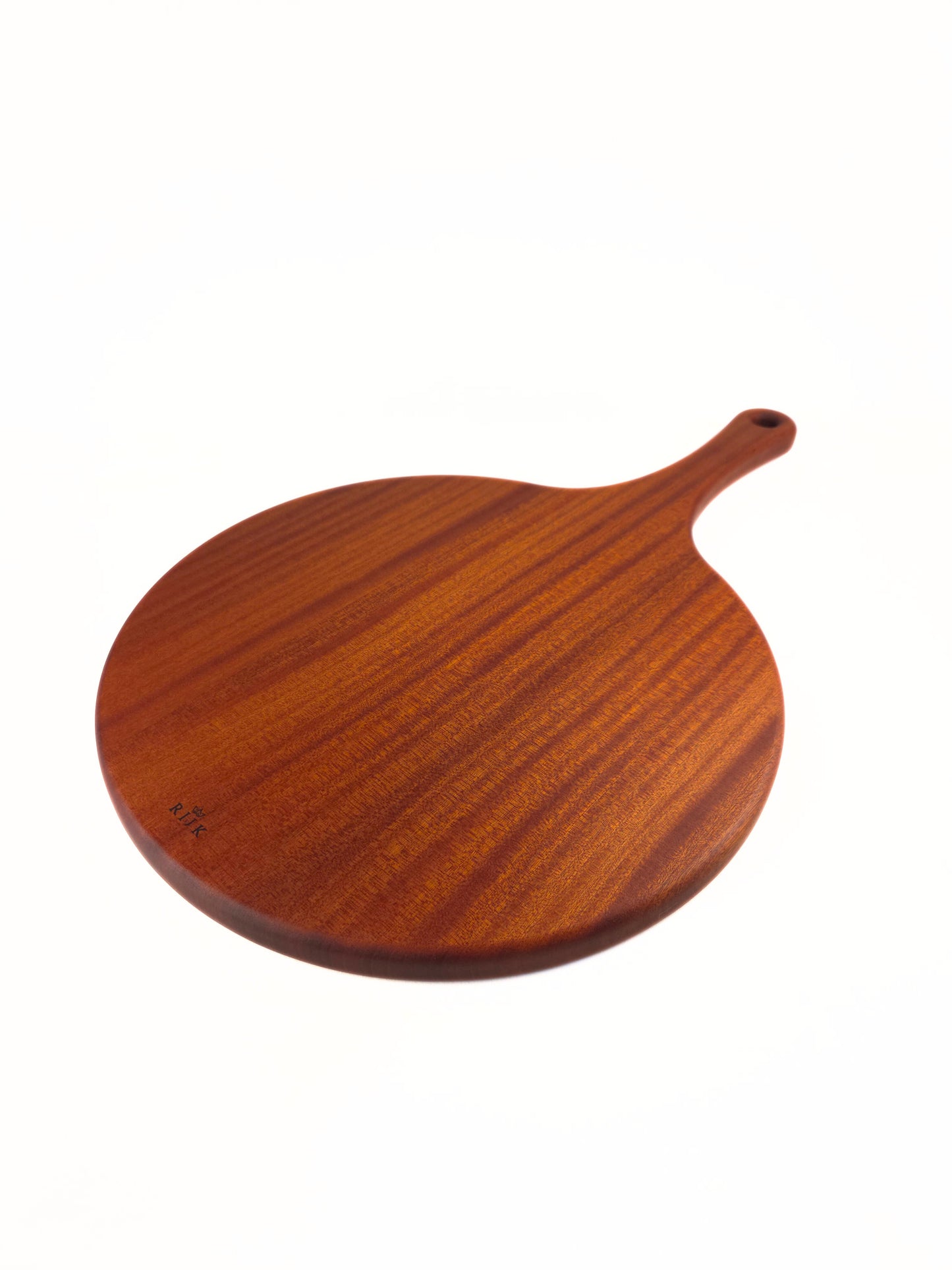 Eluro – Luxe Ronde Borrelplank Lijnpatroon (40 cm, Mahoniehout)