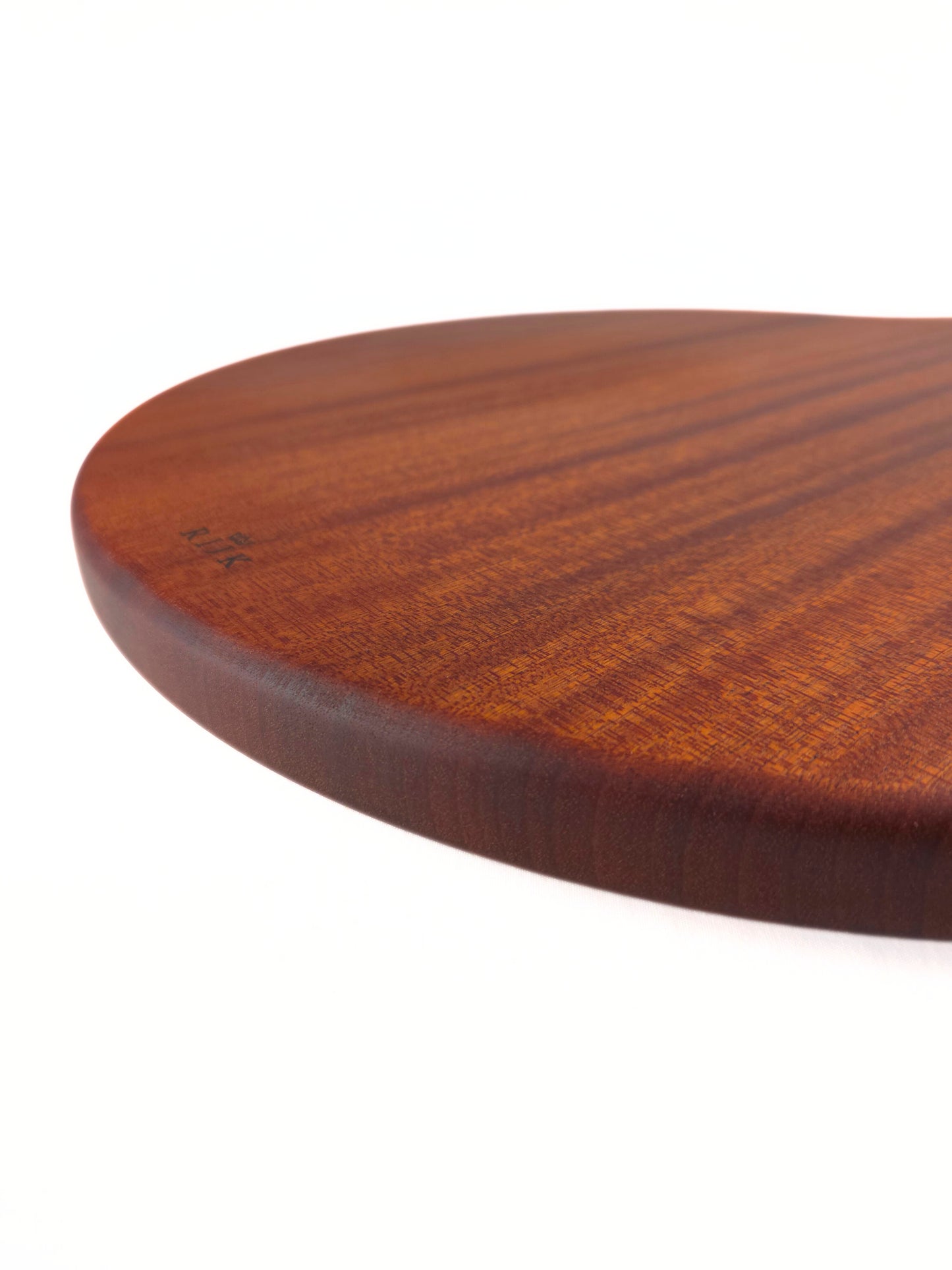 Eluro – Luxe Ronde Borrelplank Lijnpatroon (40 cm, Mahoniehout)