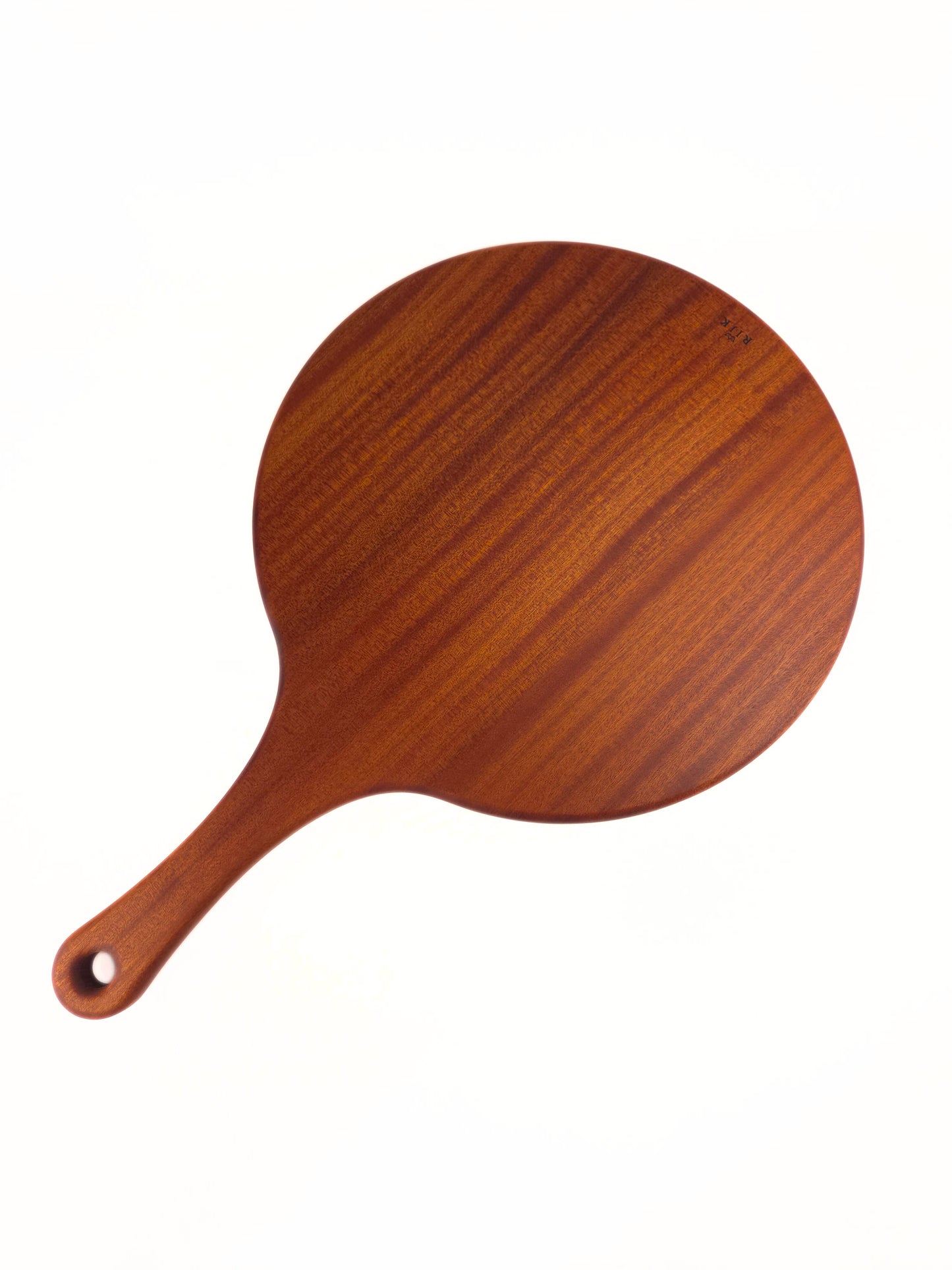 Eluro – Luxe Ronde Borrelplank Lijnpatroon (40 cm, Mahoniehout)