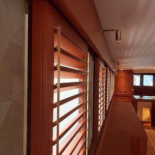 Mahogany Electric Shutters for Luxury Yachts and Boats